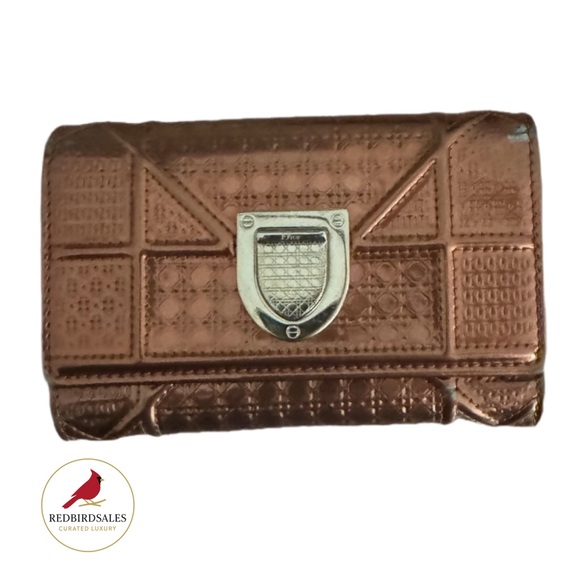 Christian Dior Diorama Microcannage Patent Leather Trifold Bronze Gold a… - Picture 1 of 8